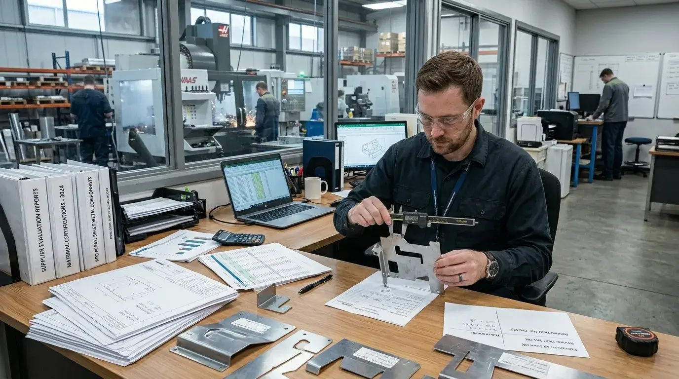 Engineer evaluating sheet metal suppliers