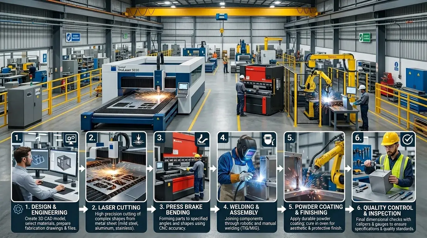 Six fabrication steps Six steps of sheet metal fabrication from design to inspection
