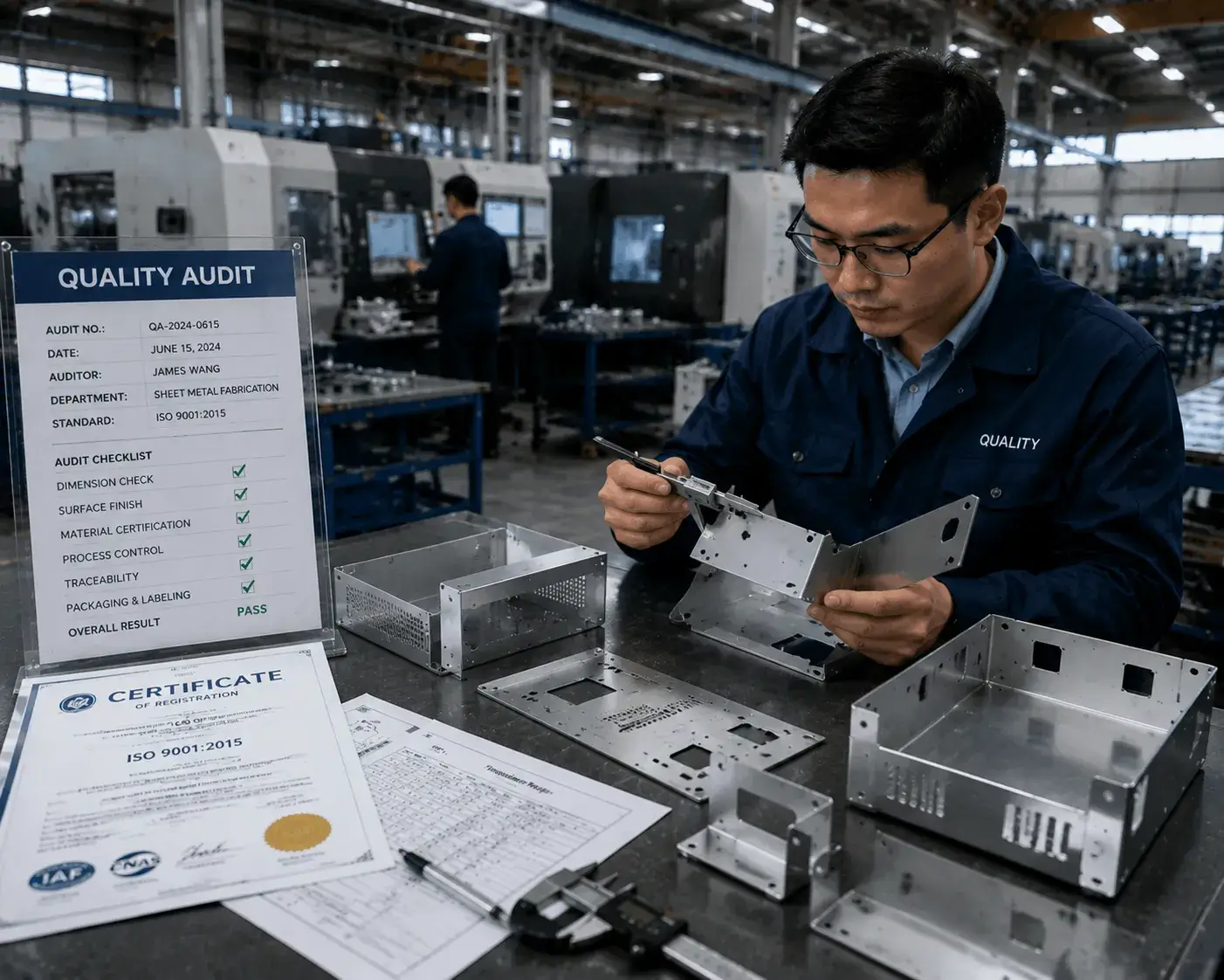 Factory audit and metal parts inspection
