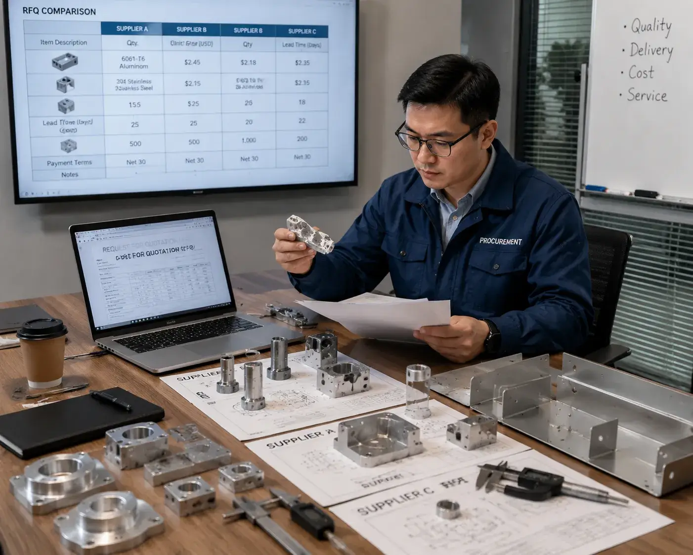 Engineer selecting metal manufacturing supplier