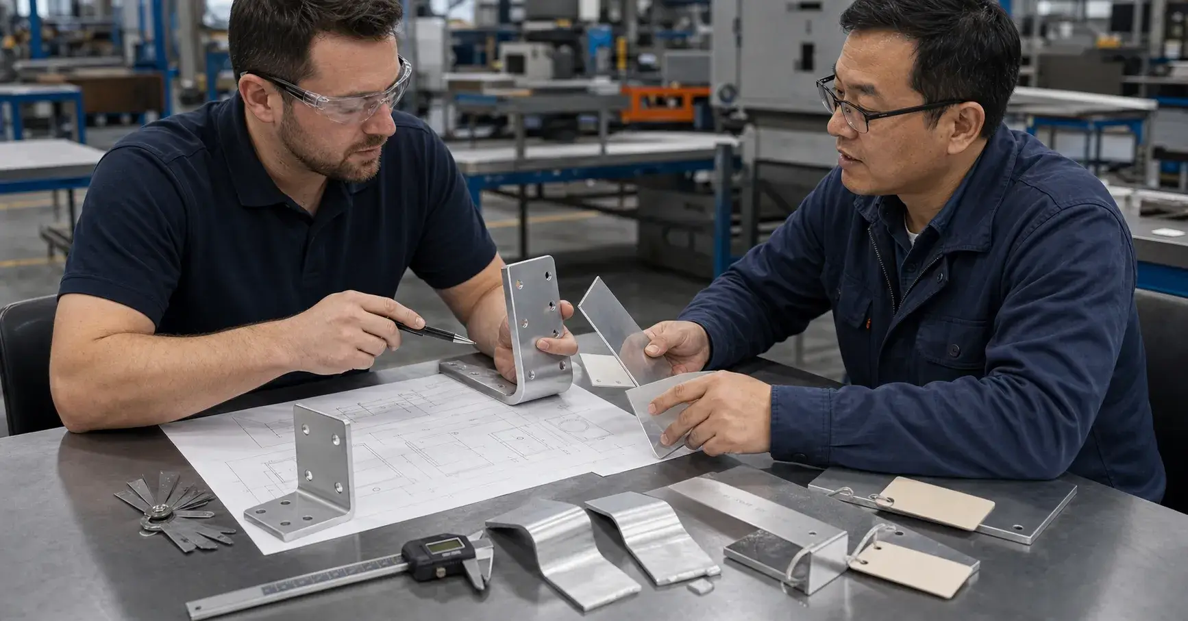 Material RFQ Review Engineer reviewing aluminum bracket material options