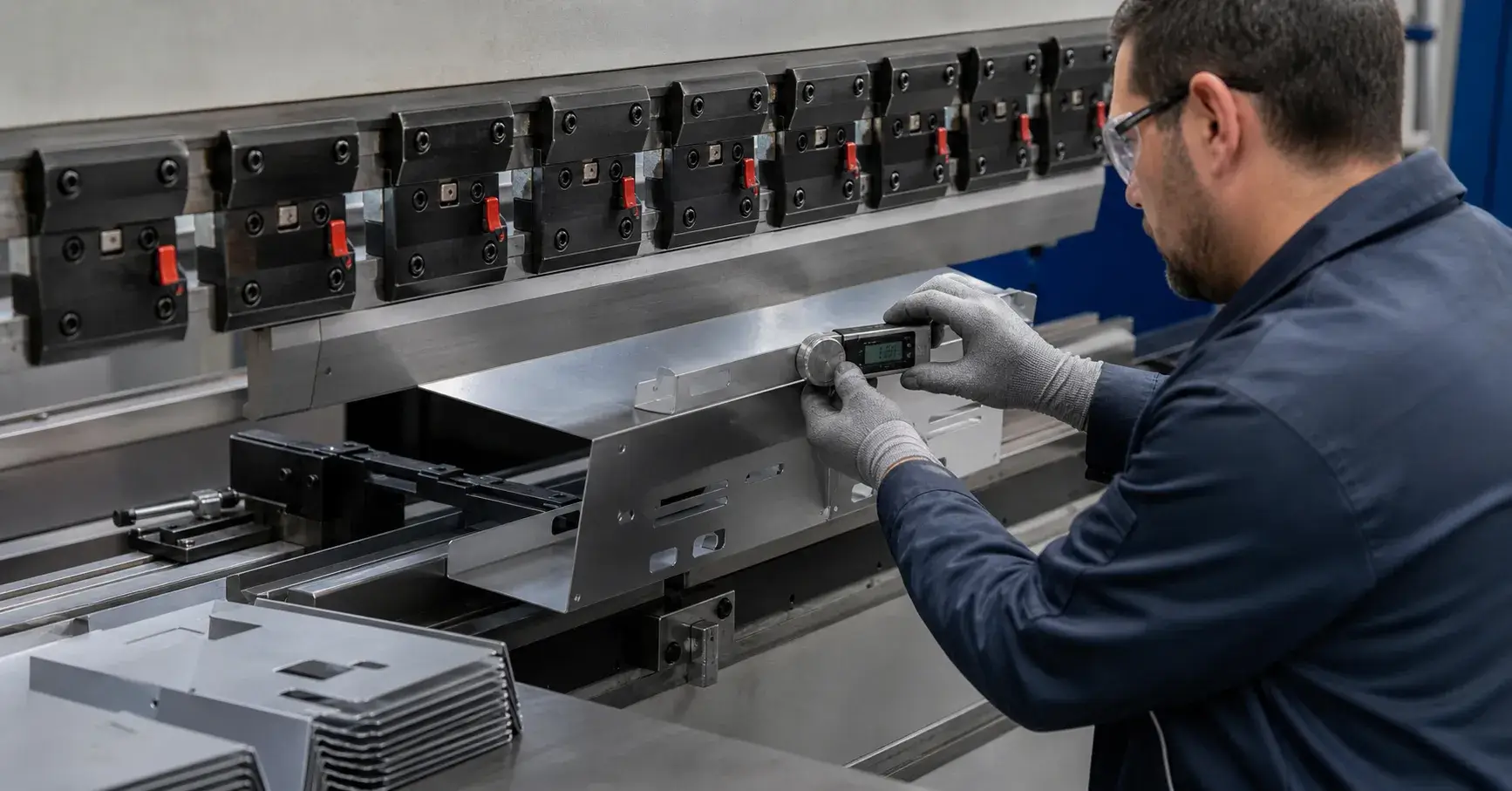 Sheet Metal Bending CNC press brake bending a sheet metal enclosure