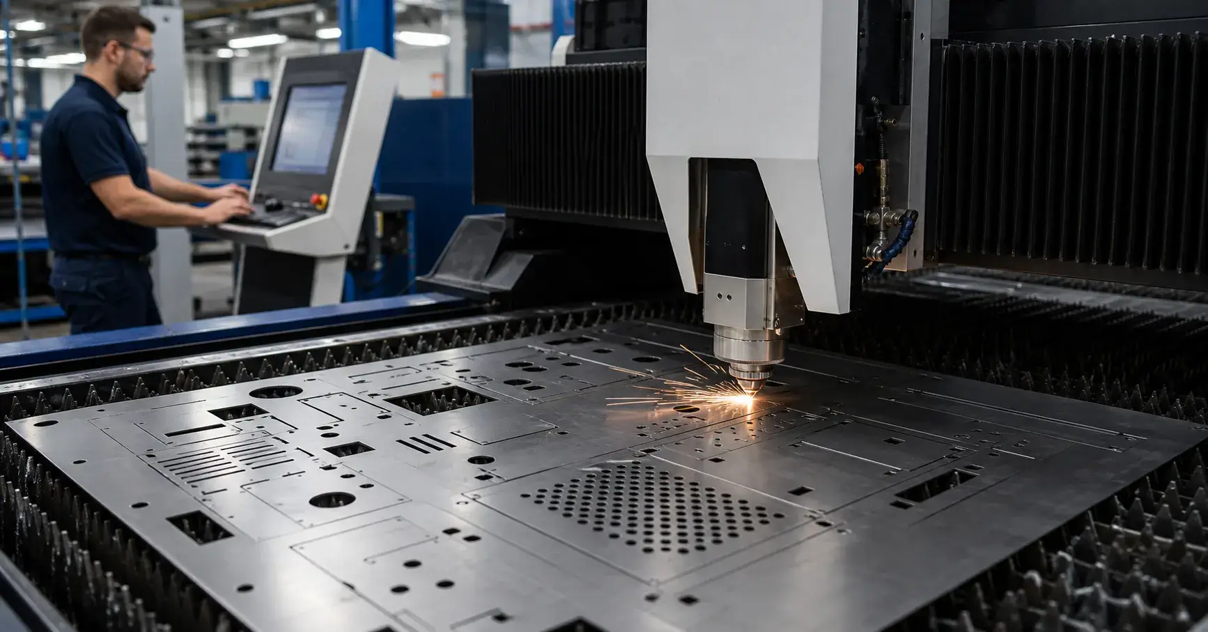 Fiber laser cutting sheet metal blanks