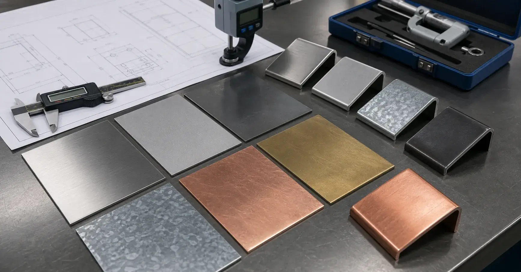 Stainless steel aluminum and carbon steel samples