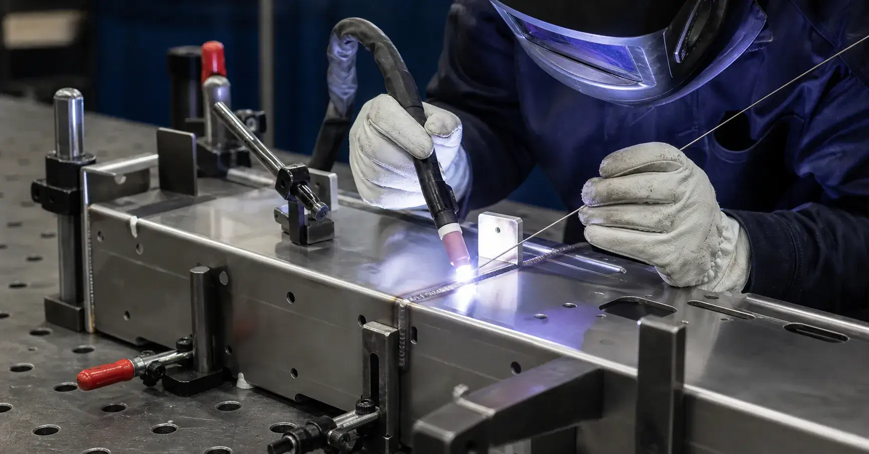 Welding Quality TIG welding a stainless sheet metal assembly